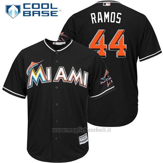 Maglia Baseball Uomo Miami Marlins 44 A.j. Ramos Nero2017 Cool Base